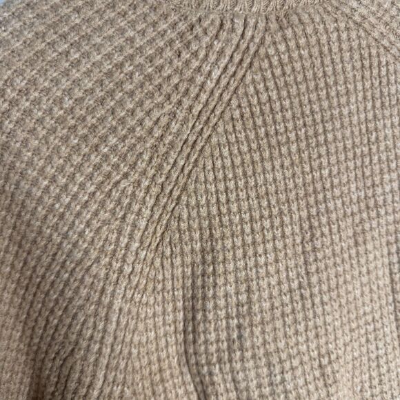 LL Bean Sweater Womens Medium Beige Tan Turtleneck Pullover Side Zip Knit - Picture 11 of 11